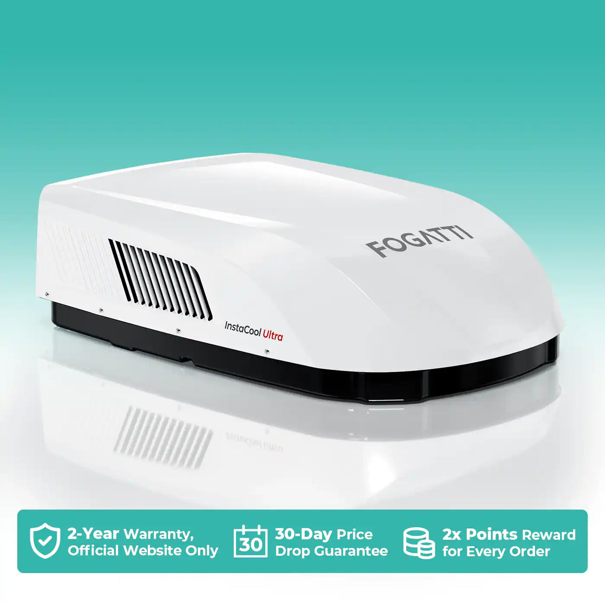 REFURBISHED - Fogatti InstaCool Ultra Rooftop RV Air Conditioner with Heat Pump | 16,000 BTU Cooling with 12,500 Heating | Non-Ducted