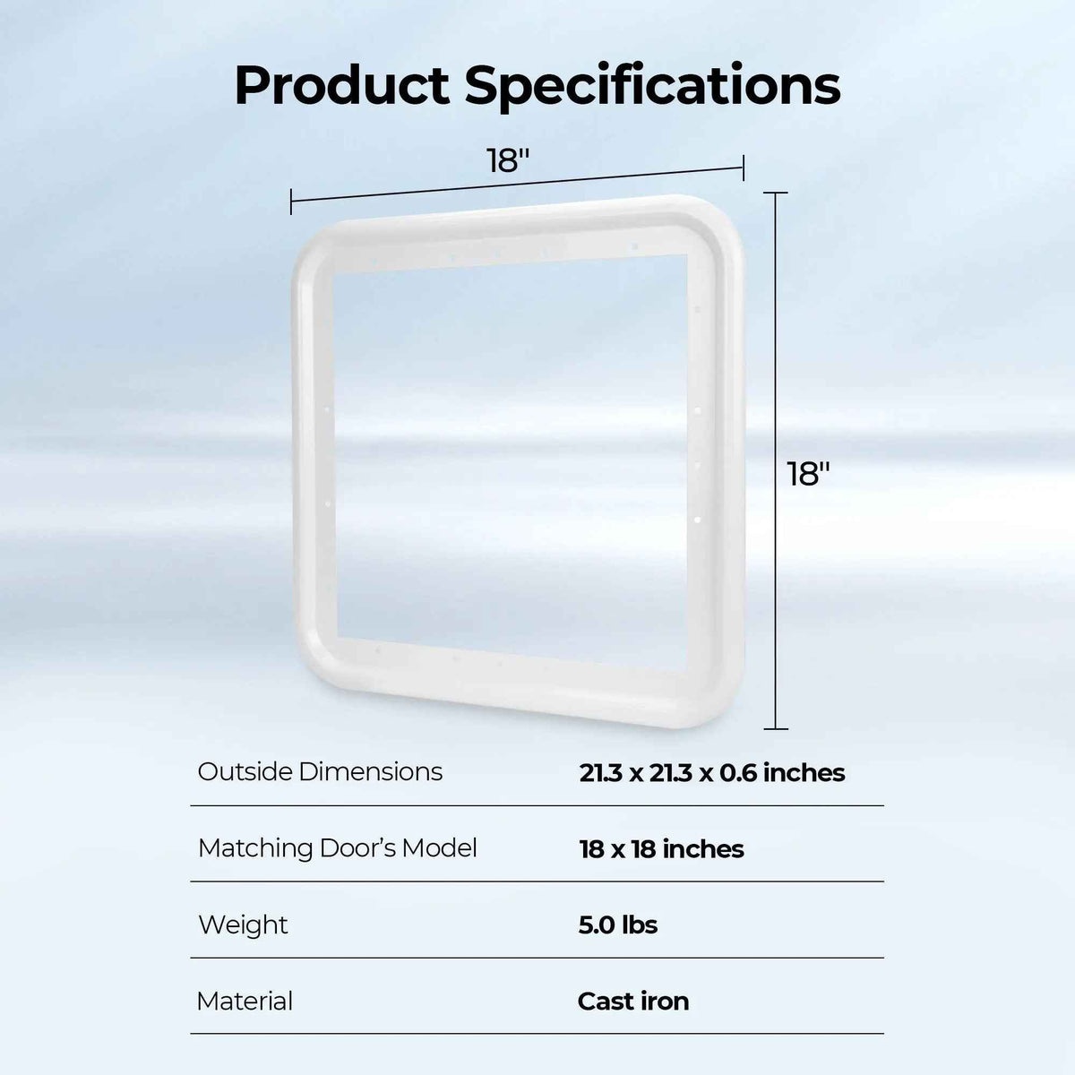 Open Box - FOGATTI RV Water Heater Door Trim Ring. Only for FOGATTI 18 x 18-inch Water Heater Door