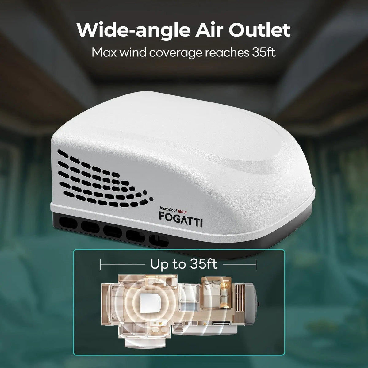 REFURBISHED - Fogatti InstaCool 15,000 BTU RV Rooftop Air Conditioner | Fast Cool | Replaceable Ducted/Non-Ducted RV AC | 115V(AC)