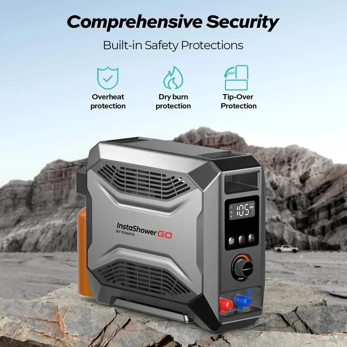 REFURBISHED - Fogatti InstaShower GO Outdoor Portable Propane Water Heater with Pump, 19000BTU