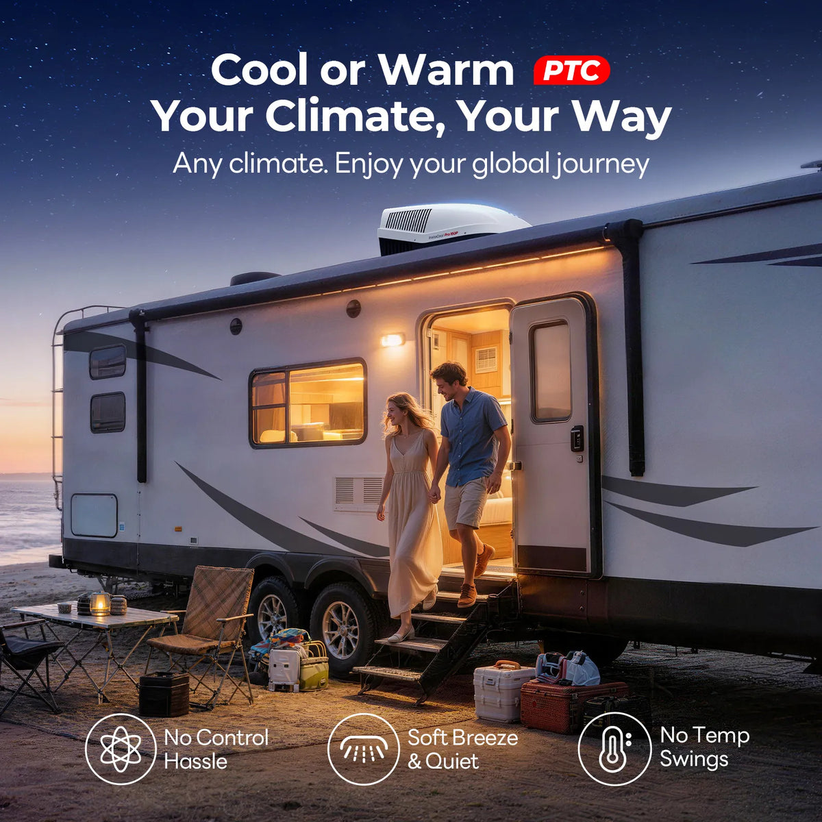 [PRE ORDER]Fogatti InstaCool Pro 18,000 BTU RV Rooftop Air Conditioner with PTC Heating | Heat & Cool
