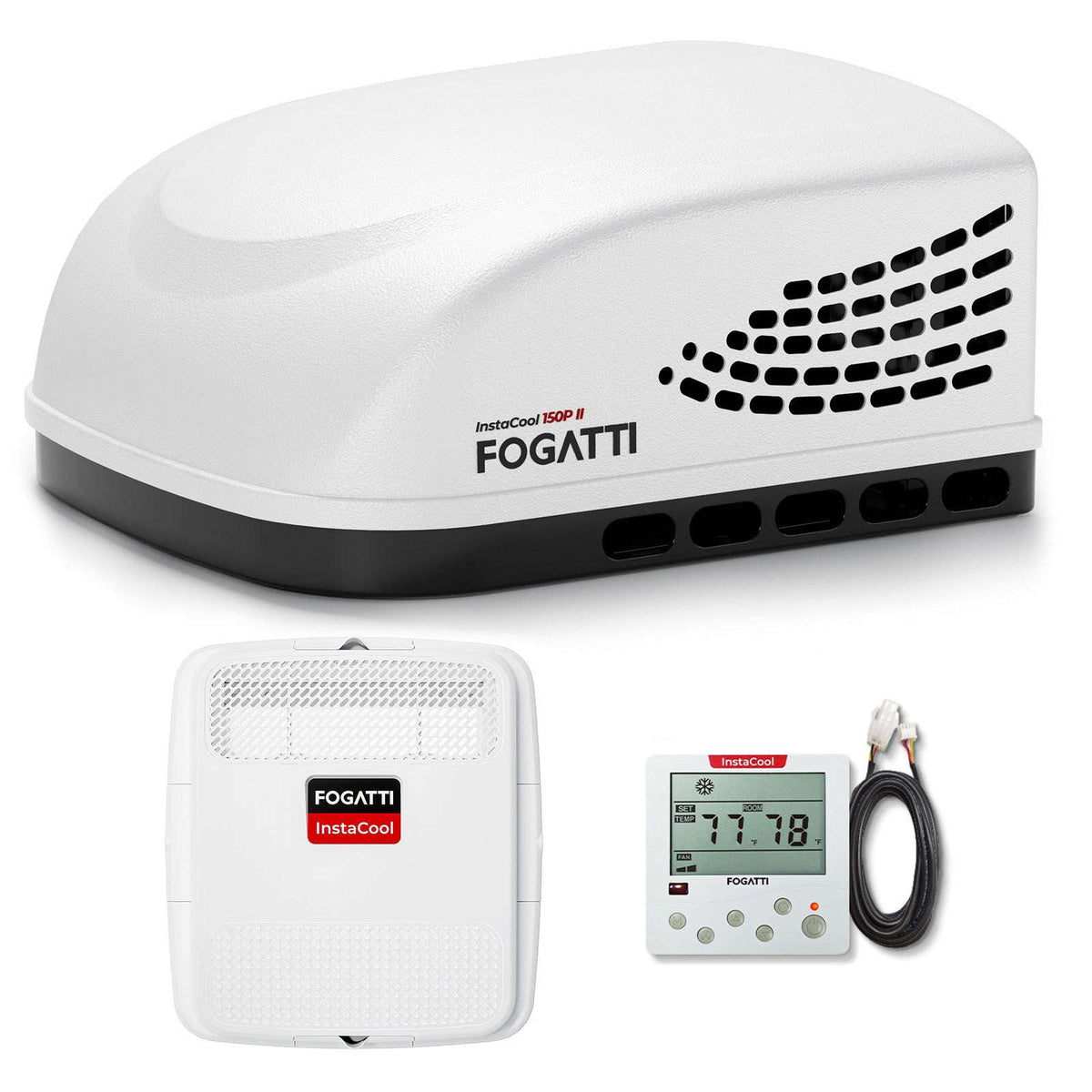 REFURBISHED - Fogatti InstaCool 15,000 BTU RV Rooftop Air Conditioner | Heat & Cool | Replaceable Non-Ducted/Ducted RV AC | 115V(AC)