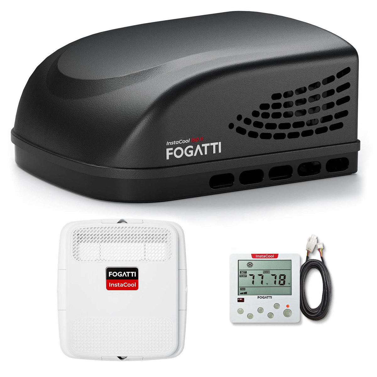 REFURBISHED - Fogatti InstaCool 15,000 BTU RV Rooftop Air Conditioner | Fast Cool | Replaceable Ducted/Non-Ducted RV AC | 115V(AC)