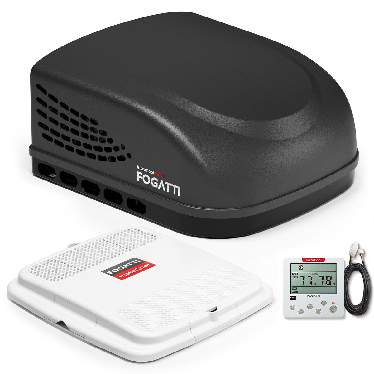 REFURBISHED - Fogatti InstaCool 15,000 BTU RV Rooftop Air Conditioner | Fast Cool | Replaceable Ducted/Non-Ducted RV AC | 115V(AC)