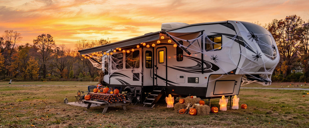 Fogatti S'mores Day RV campsite at night