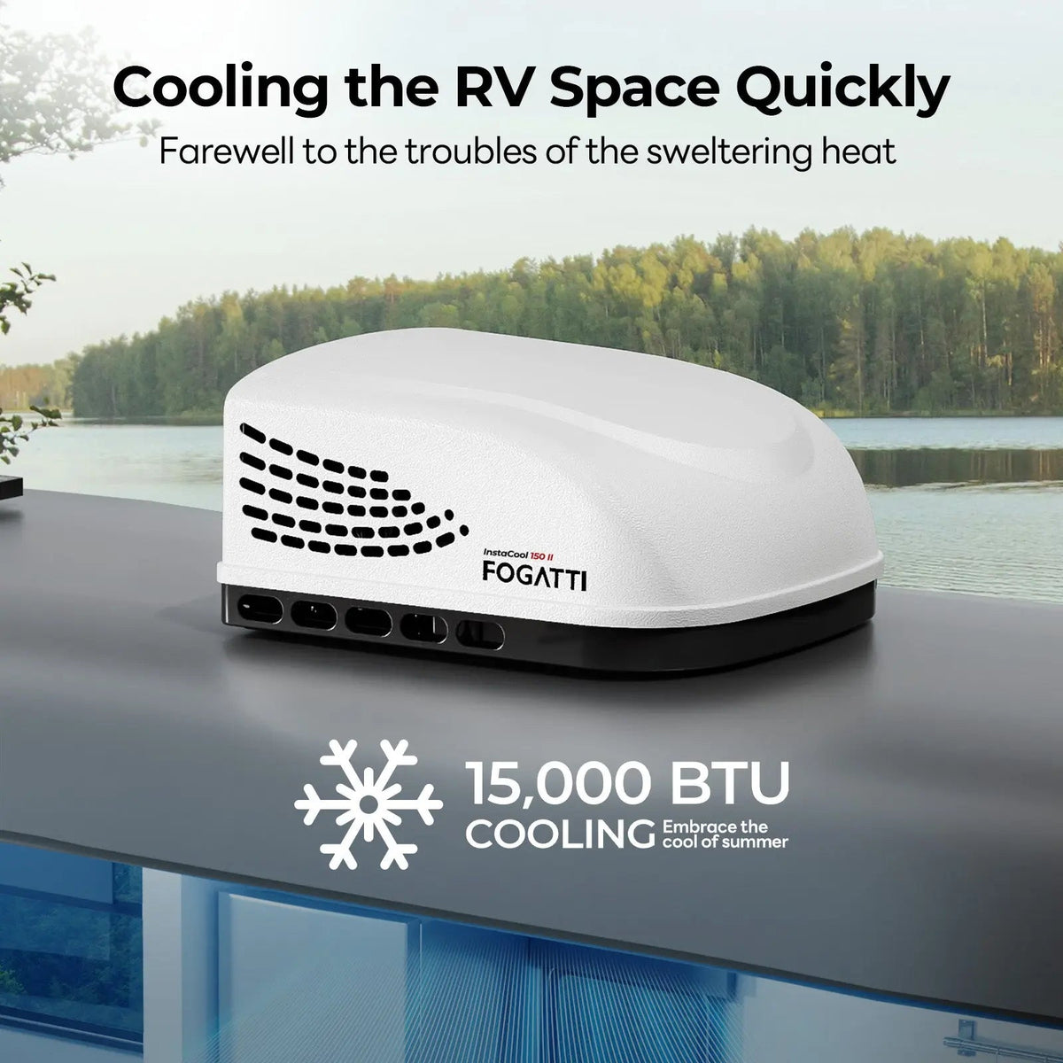 Fogatti InstaCool 15,000 BTU RV Rooftop Air Conditioner | Fast Cool | Replaceable Ducted/Non-Ducted RV AC | 115V(AC)