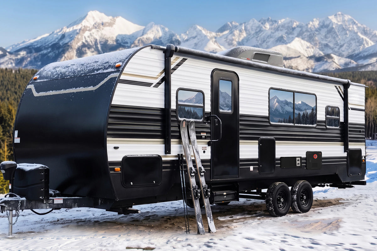 Mid-sized travel trailer equipment setup