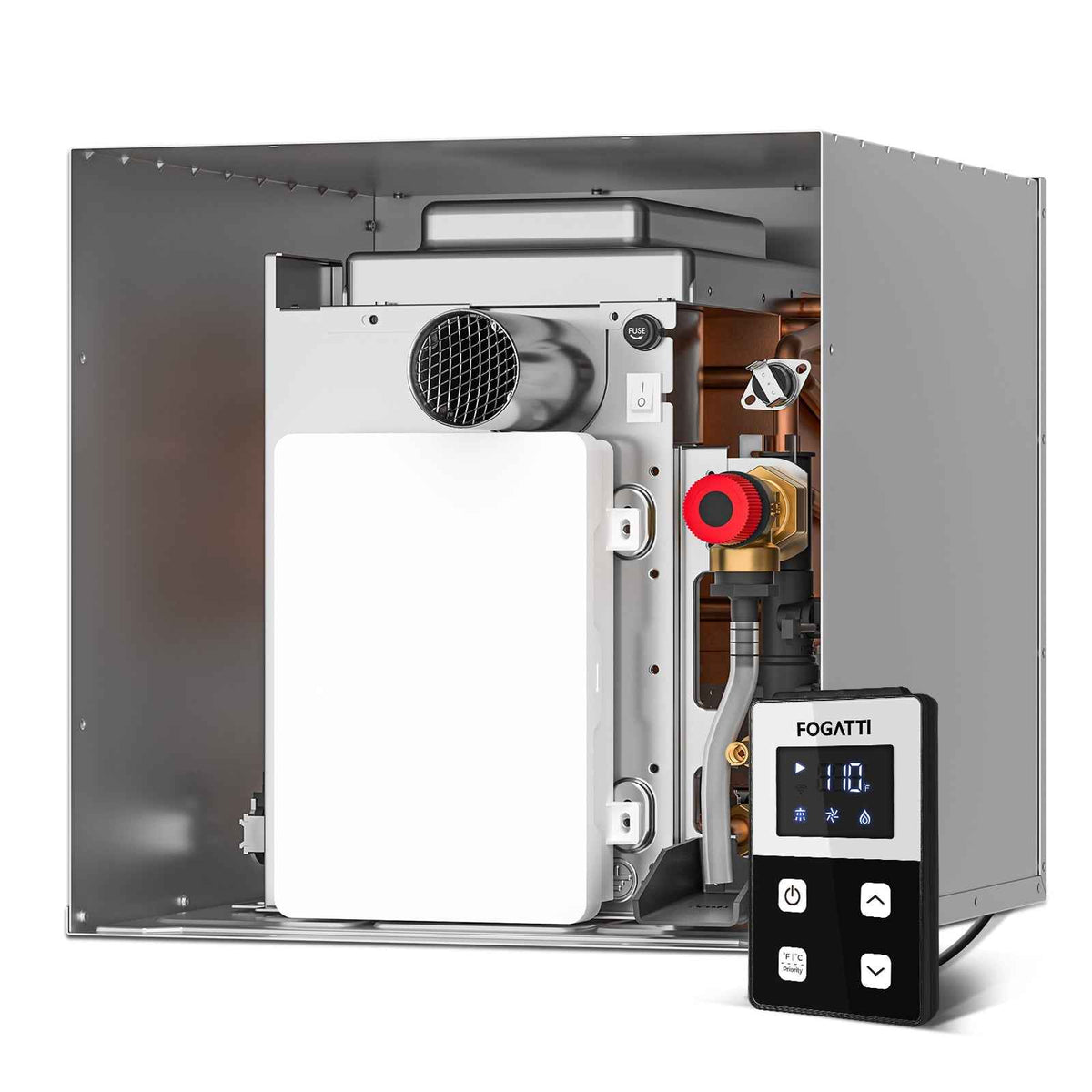 Fogatti InstaShower 7, 48,000 BTU RV Tankless Water Heater with Door