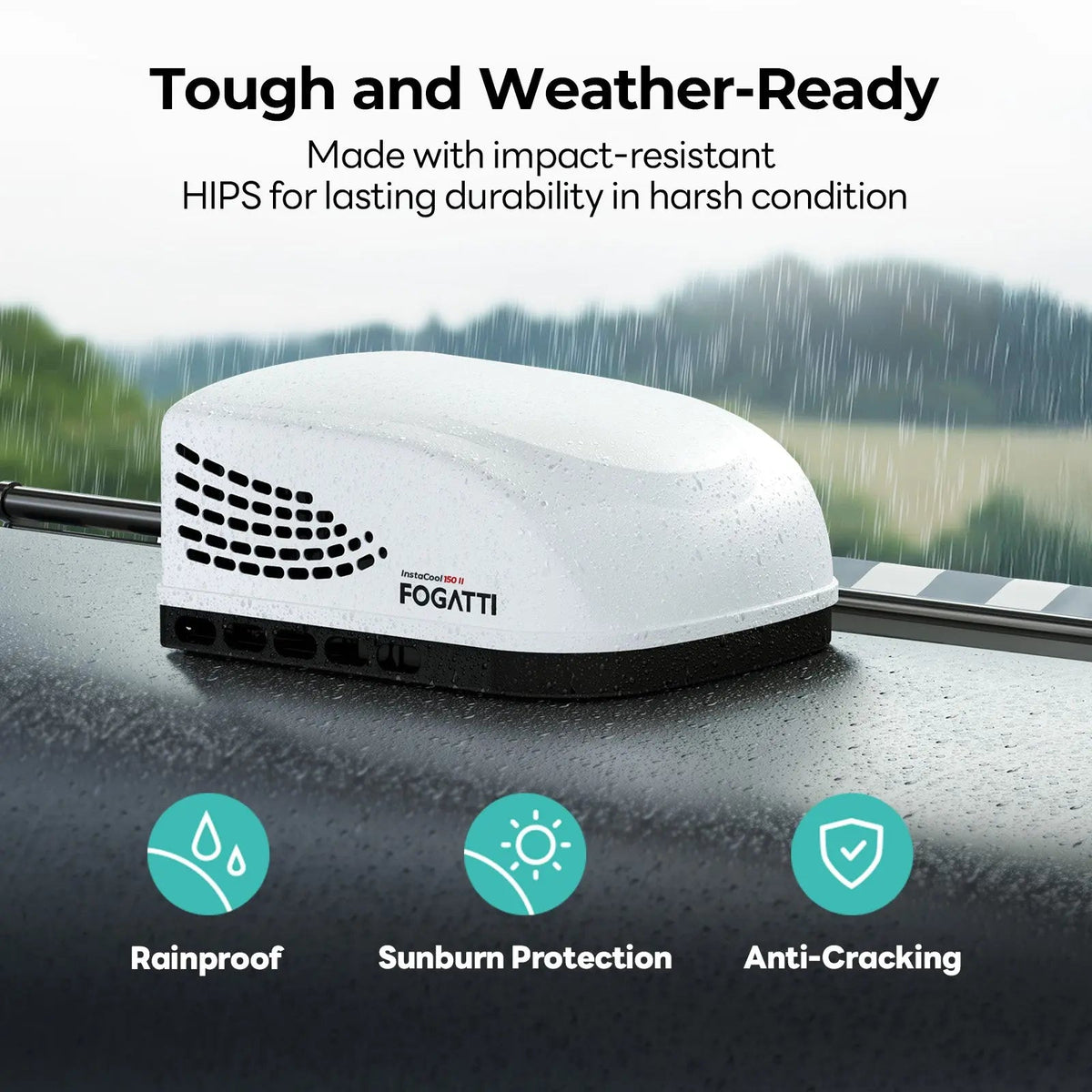Fogatti InstaCool 15,000 BTU RV Rooftop Air Conditioner | Fast Cool | Replaceable Ducted/Non-Ducted RV AC | 115V(AC)
