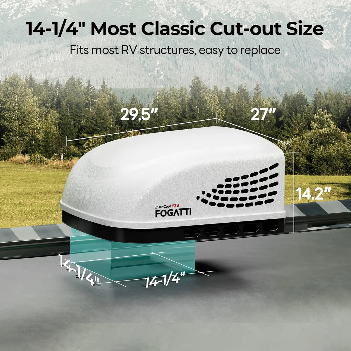 Fogatti InstaCool 13,500 BTU RV Rooftop Air Conditioner | Replaceable Ducted/Non-Ducted RV AC