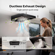FOGATTI RV Range Hood 13 Inch with Powerful Suction | Non-Ducted / Ducted
