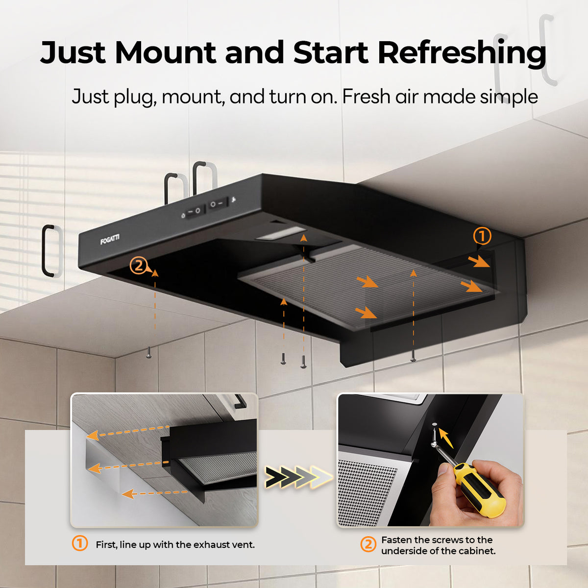 FOGATTI RV Range Hood 13 Inch with Powerful Suction | Non-Ducted / Ducted