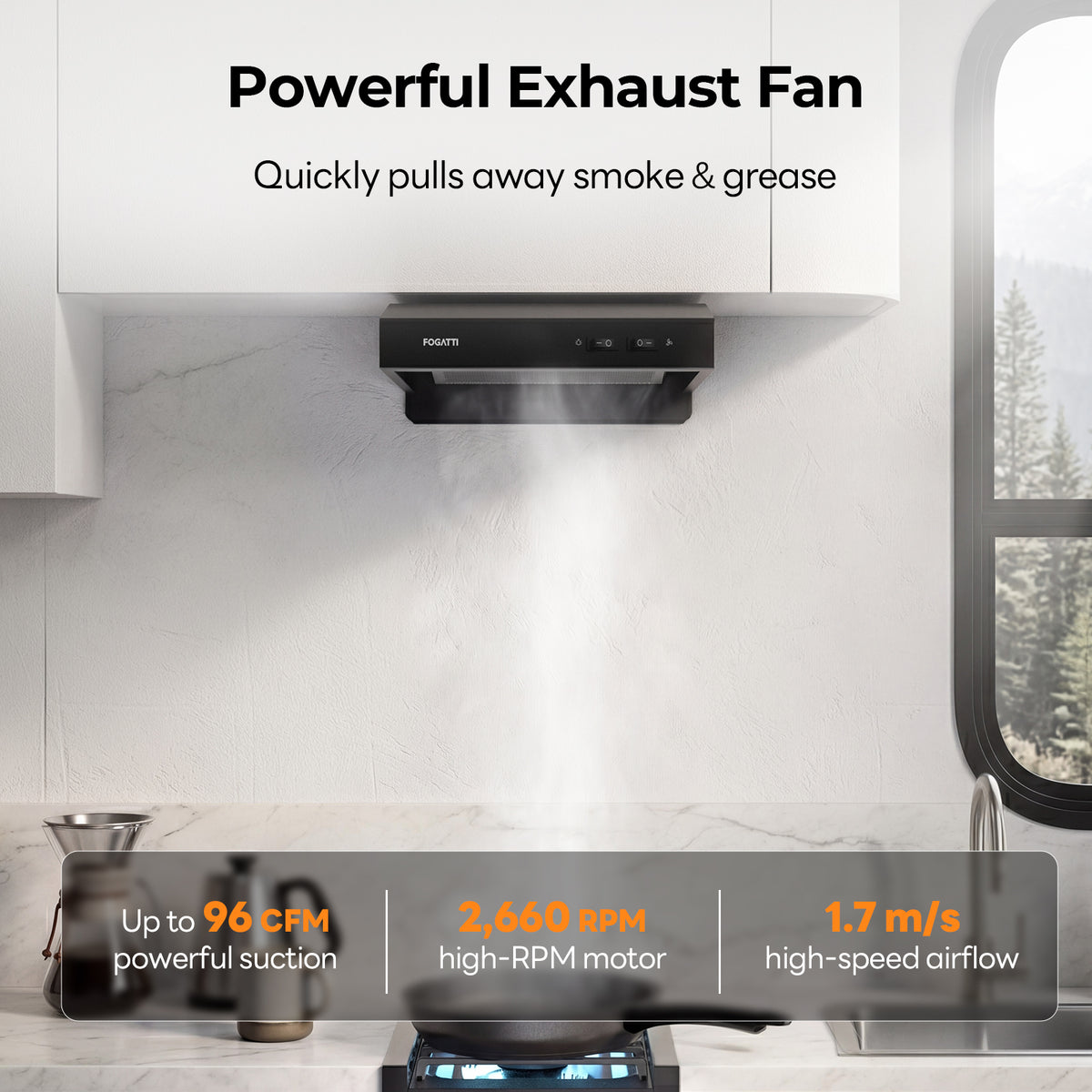 FOGATTI RV Range Hood 13 Inch with Powerful Suction | Non-Ducted / Ducted