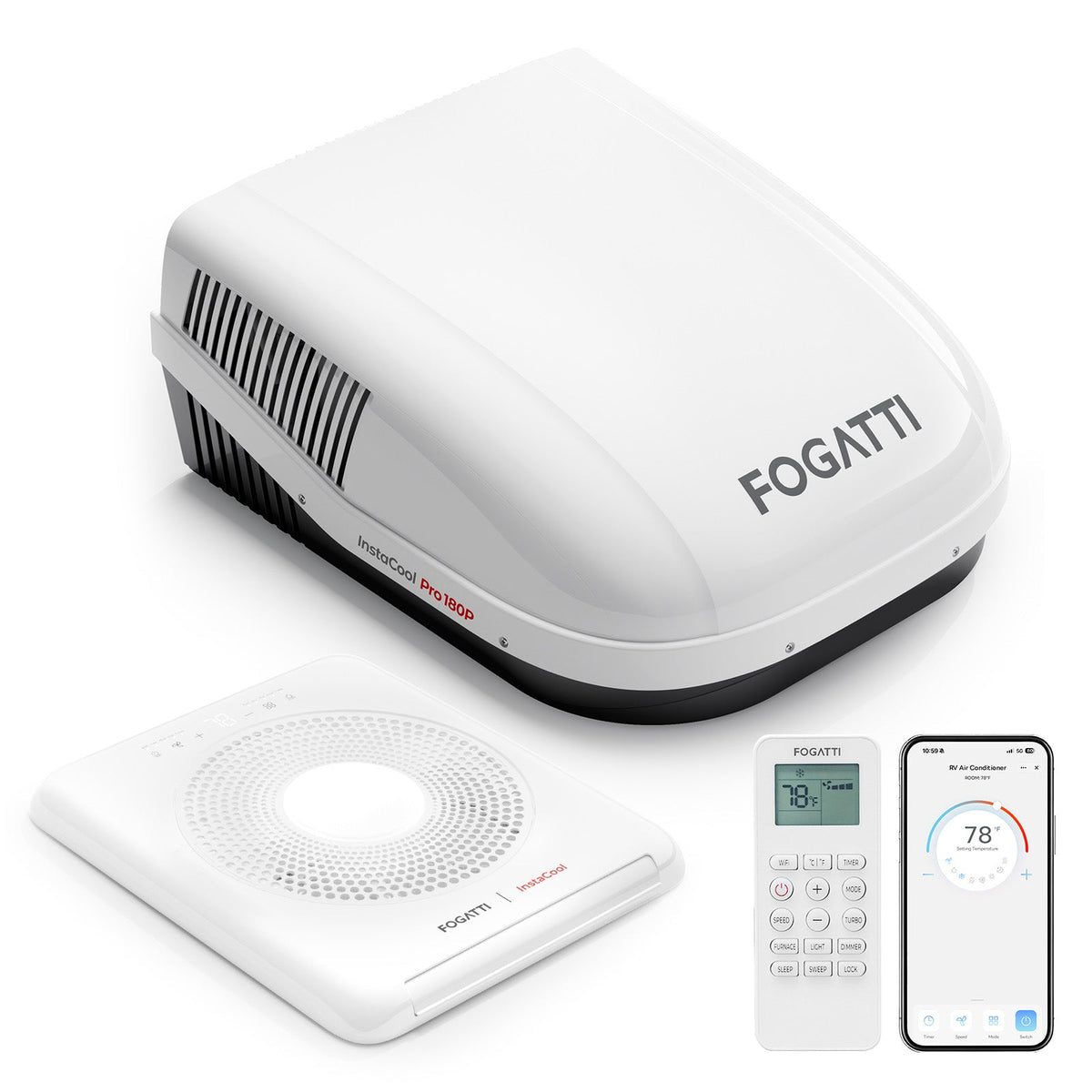 [PRE ORDER]Fogatti InstaCool Pro 18,000 BTU RV Rooftop Air Conditioner with PTC Heating | Heat & Cool