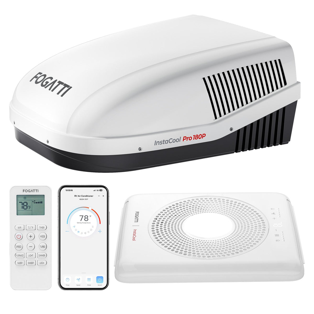 [PRE ORDER]Fogatti InstaCool Pro 18,000 BTU RV Rooftop Air Conditioner with PTC Heating | Heat & Cool