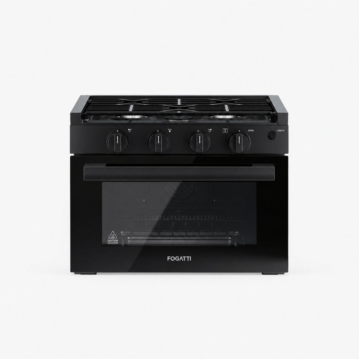 FOGATTI 17-Inch Dual-Fuel RV Range with Air Fryer, 3-Burner Propane Cooktop & Pulse Ignition