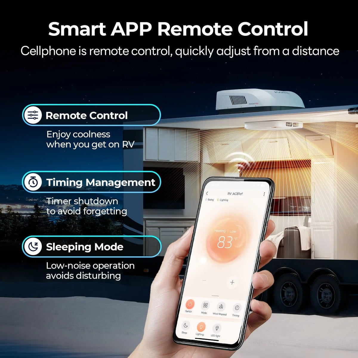 Fogatti InstaCool Ultra Rooftop RV Air Conditioner with Heat Pump | 16,000 BTU Cooling with 12,500 Heating | Non-Ducted