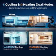 Fogatti InstaCool Ultra Rooftop RV Air Conditioner with Heat Pump | 16,000 BTU Cooling with 12,500 Heating | Non-Ducted