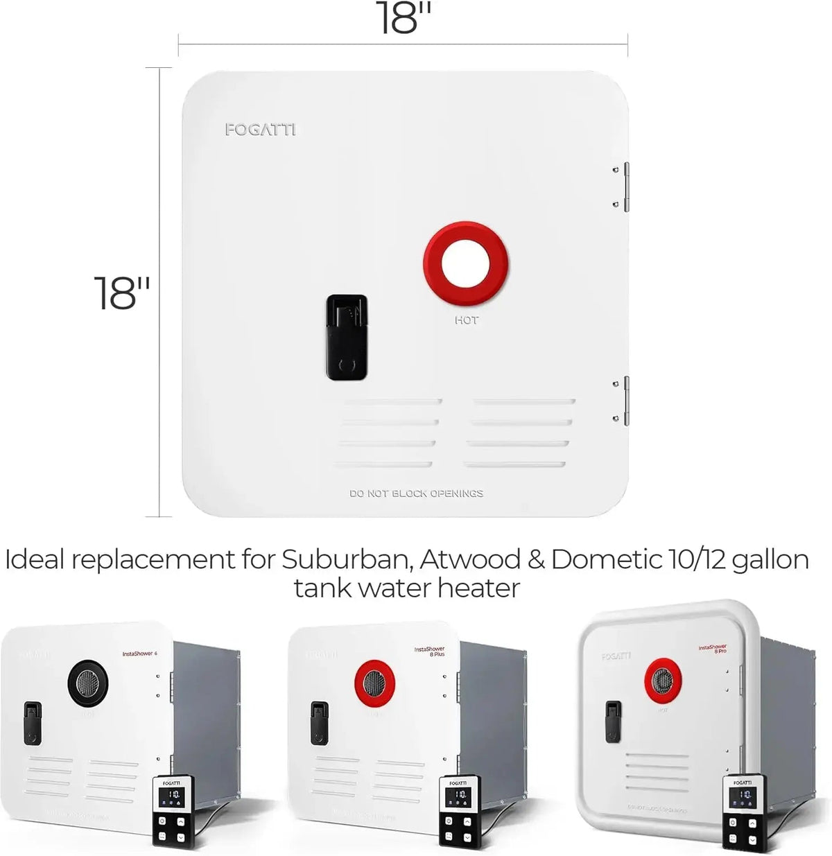 Fogatti RV Tankless Water Heater Door - 18 x 18 inches - Fogatti