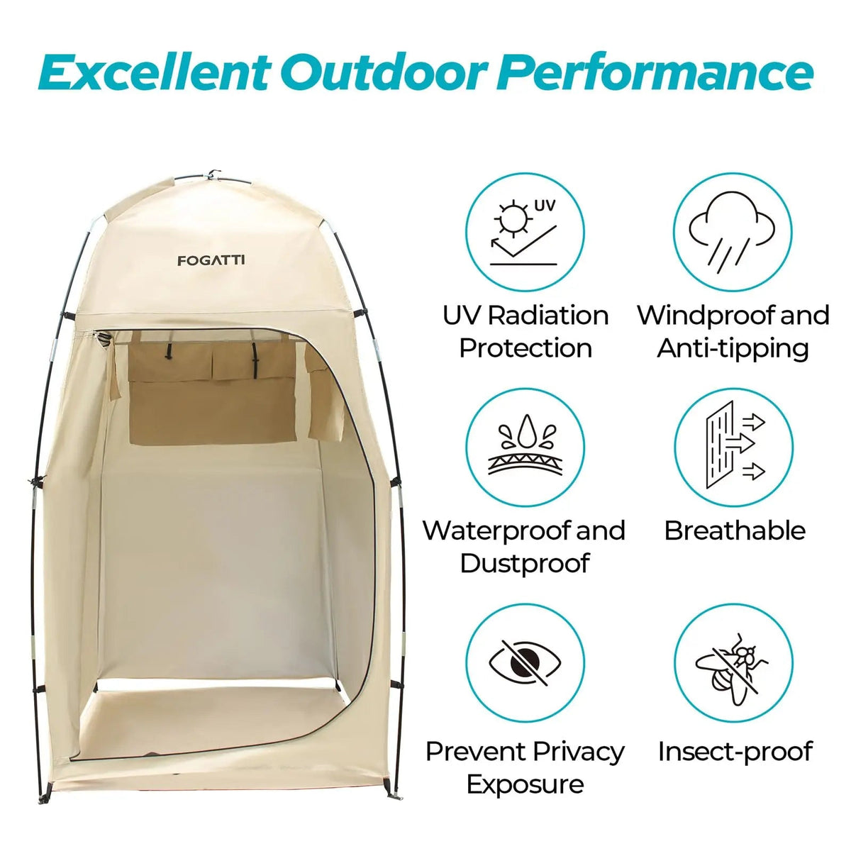 FOGATTI Portable Camping Shower Tent With Floor